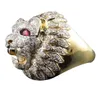 Bijoux élégants romantiques élégants hommes anneaux hommes mode punk style lion tête or rempli variet anneau de pierre précieuse précieuse 4782998