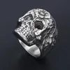 Vintage Flower Skull Ring 14K Gold Punk Skull Rings voor mannen en vrouwen Goth Punk Demon Skull Biker Ring