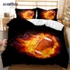 Ahsnme Flame American Football Bedding Set Print Quilt Cober para o mercado King pode ser personalizado de camas de cama JOGO DE CAMA