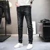 Jeans maschile autunno e pantaloni lunghi invernali invernali elasticità casual nero grigio