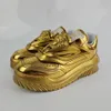 오리지널 디자이너 신발 Medusa Odissea Gold Sneakers Mirror 품질 캐주얼 커플 여성 트레이너 두꺼운 단독 고급 남성 신발 박스 Chaussure Dhgate New