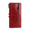 Plånböcker RFID Oil Wax Cow Leather Plånbok äkta Purse Woman's Man's Fashion Style Long Size High Quality Black Red CoF308s