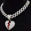 Anhänger Halsketten Männer Frauen Hip Hop Hop Out Bling Heart Halskette mit 13mm Rhombus Kubaner Kette HipHop Mode Schmuck Geschenk 230613