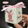 20pcs Bronzing My Baptism Party Favor Mini Candy Box White for Kids Boy Girl 1st Birthday Events Decorazioni per le vacanze