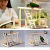 Pet Bird Toy Activity Center Cage står med Perch Ladder Hammock Feeder Playground för Cockatiel Parrot