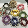Bracelets de charme bracelets en gros bracelet de perle d'eau douce baroque naturel avec un mélange décontracté en cuir en cristal commande