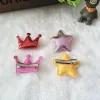 100pcs/lot PU Leather Pet Hair Clips New Designs Cute Star And Crown Shape Dog Hair Accessories Length About 1.4 inch 7 Colors