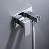 Wandmontierte Badezimmermischer Bidet Wasserhahn Messing Quadratische Dusche Sparyer Bidets Toilettenhütten