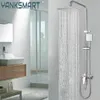 Yanksmart Luxury Chrome Polerad regnvägg Monterad badrum Duschkran Set Justera Höjdhandtag Dusch Mixer Water Tap