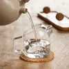 Bozzh Creative Glass Water Pot с деревянным мячом цветочный чайник против взрыва стеклянный чайник -чайник холодный пикер кофей