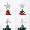 Glitter Christmas Tree Topper Adornos de estrellas de cinco puntas de Navidad Pine Cone Pentagram Topper Decor NaviDad Año Nuevo