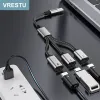 Hubs USB TypeC Hub USB C Estação de ancoragem 3 em 1 Splitter OTG Convertor PD60W Carregamento para fone de ouvido do teclado de mouse U disco MacBook iPad