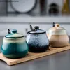 Japansk-stil keramik krydda burk kök levererar hushåll salt shaker smaktur set set krydda flask kök lagringsverktyg