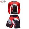 Boxing MMA Rashguard Jiu Jitsu T Shirts +Pants MMA Shorts BJJ Kickboxing Sportwear Suits Men Muay Thai Fighting Gym Tights