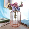 Vaser nordisk lykta formad smidesjärn vas glas bordsskiva blomma modern hem dekoration