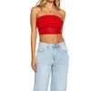 Tank da donna Summer Sexy Tube Tops senza maniche senza spalline a strati Ruffleau Crop Fit Mesh Shirt