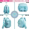 Childrens Wheeled Backpack Bag Set with Lunch Box School Rolling Wheels Trolley for Girls 240328