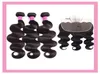 Braziliaans maagdelijk haar 3 bundels met 13x6 kanten frontale vooraf geplukte lichaamsgolf Haarextensions 4pcs goedkope Remy Human Hair Revs With5000996