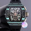 Les hommes regardent les nouvelles montres mécaniques de bracelet RM11-03 kv mouvement saphir miroir en verre cristallin en céramique socle de sangle de caoutchouc naturel de haute qualité