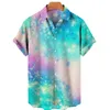 2022 Chemise à manches courtes décontractées surdimensionnée pour hommes 3D Gradient imprimé Hawaiian Fancy Shirt Single Breasted Beach Top