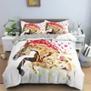 Horse Head Duvet Cover Set King Queen Size Horse Wild Animals Pattern Polyester Comforter Cover King Queen Size for Kid Boy Girl