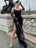 Vestidos casuais mulheres celebridades verão sexy sem alças sem costas luvas de renda preto