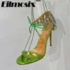 Sandali 2024 Crystal Chain High Heels Women One Strap Peep Toe Sandal Sexy Shoer Wedding Scarpe