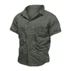 Casual shirts heren heren Militair shirt Men Mannen Korter Katoen Katoen Solid mannelijk Pocket Work Tactical Tactical