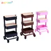 1/12 Dollhouse Miniature Trolley Dining Cart W/Wheels Mini Storage Display Shelf Bookshelf Model Furniture Doll House Decoratie