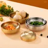 Dinnerware Sets 304 Stainless Steel Plate Golden Korean Kimchi Double-layer Dipping Style