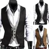 Män formell västmäst Vest Business Solid Color Single Button Vest Gilet Fake Two-Pieces V Neck Casual Slim Chaleecos Para Hombre 240408