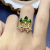 Clusterringe fs Inlay natürlicher Tansanit/Diopside Ring Echt Silber S925 für Frauen feiner Charme Hochzeiten Modeschmuck mit Zertifikat