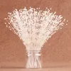 10/50 stcs Bunch String Pearl Sticks Bruidaal Bouquets White kralen Handgemaakte bloemsteel Steel kralen bruiloft Party Decor Kerstcadeau