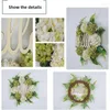 装飾的な花の秋の花輪秋の収穫ポーチフォードア装飾ホームウィンドウと壁の装飾のための白い緑の花の春