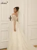 Elegance 2 In 1 Mermaid Wedding Dress Stunning Beading Pearls Appliques Lace With Removable Tulle Train Illusion Neck Full Sleeves Trumpet Bridal Gowns