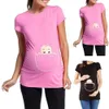 Maternita Premium Stretch Donne in gravidanza Donne corta Trota stampa per bambini Cinetta cognella vestiti in gravidanza Top divertente