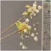 Blanc Flower Hair Sticks Forks Elegant Floral Hairpins Clips Pearl Pendant Headphypices For Women Party Hair Bun Maker Bijoux