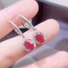 Boucles d'oreilles cerceaux Natural Real Red Ruby Oreing Luxury Style 5 7mm 1CT 2PCS GEM STAILLE 925 SIRGE STERLING FIN BIJOURS L24375