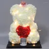 Decorative Flowers & Wreaths 25cm Rose Teddy Bear Artificial Foam Flower With Led Light Year Valentines Christmas Gifts Box Home W220P