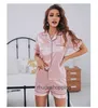Women Sutwear Silk Satin Pajamas Zestaw Dwuczęściowe pj Sets PJ Sets PJ-Down 230418et6t