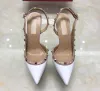 Designer Sandals High Heels Pointed Rivets Shoes 6cm 8cm 10cm tunna klackar Sexiga Lady Classics Wedding Shoes Summer Size 34-44