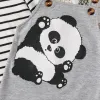 Nyfödda spädbarn baby flickor pojkar långärmad randig t -skjorta toppar overaller suspender byxor panda romper 2 st -outfits kläder set