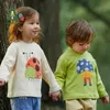 T-shirts Amila Baby T-shirt 2023 Spring Nya långa ärmar Söt tecknad tryck 100% Cotton Kids Tops Barnkläder Tees 0-6 år 240410