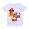 T-shirty Baby Boys Cool Firefighter Car Birthday Numer Name T-Shirt Dziewczyny Dziewczyny Wszystkie urodziny