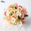 Wedding Flowers Meldel Bouquet Artificial Silk Rose Flower Pompom Orchid Bridesmaid Party Supplies Marriage Decor