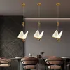 Pendant Lamps Modern LED luxury creative internet celebrity butterfly pendant light single and double head Nordic bedside table long line YQ240410