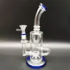 10 Inch Blue Fab Egg Glass Bong Water Pipe Hookah Recycler 14MM