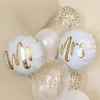 18inch Round White Gol Glitter Imprimé Mrmrs Love Foil Balloons Bride to Be Mariage Wedding Saint Valentin Air Globos Supplies