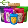 100pcs Stand Up Clear Front Front Plástico Bolsa de trava com lanches de casamentos selvagens de cúsolos de café Cereais de café Espice Presentes de milho bolsas de armazenamento