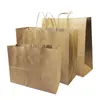 10pcs 20pcs 30pcs 40pcs 50pcs Big Kraft Paper Sac avec poignées Sac recyclable pour vêtements à la mode